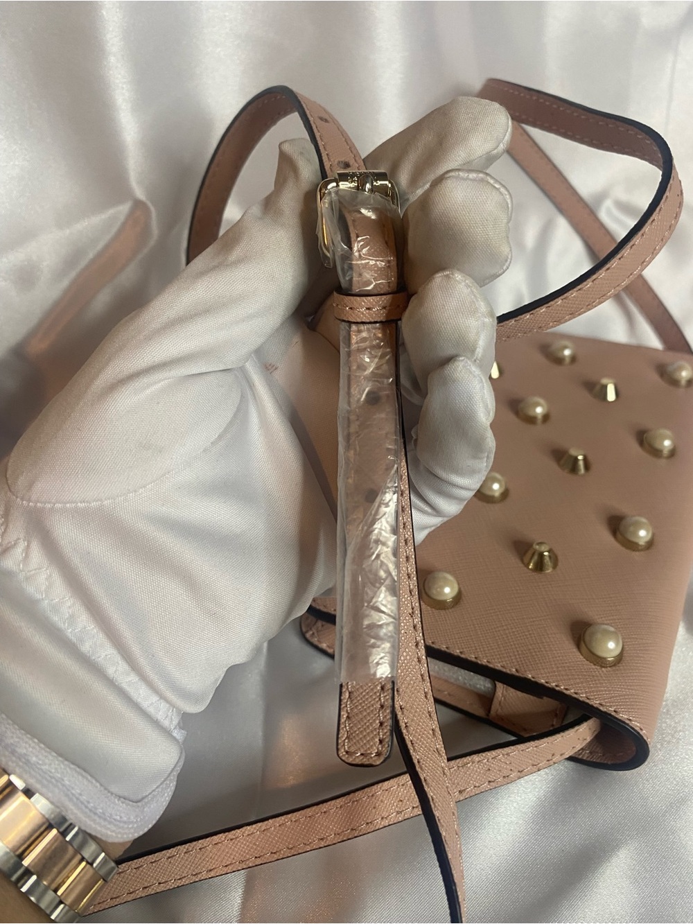 henri bendel blush pearl-studded crossbody - Picture 11 of 11